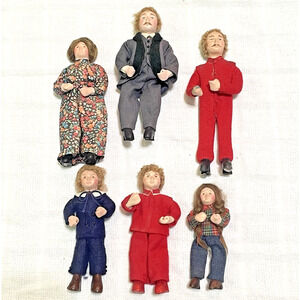 Miniature Dollhouse 6 pc Family 1:12 Ceramic Head Victorian Style Crude Hands
